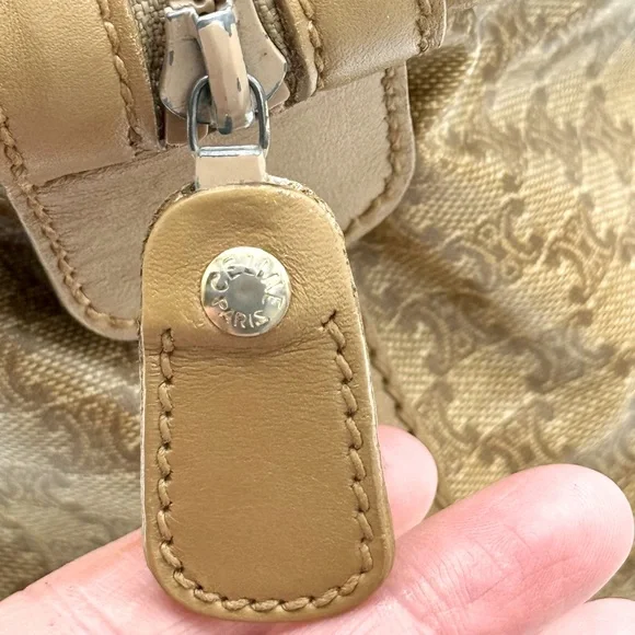 Celine Vintage Macadam Boston Bag Coated Canvas Leather Very Good Condition - Picture 4 of 16